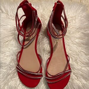 Dream Pairs Red and Silver Strappy Sandals